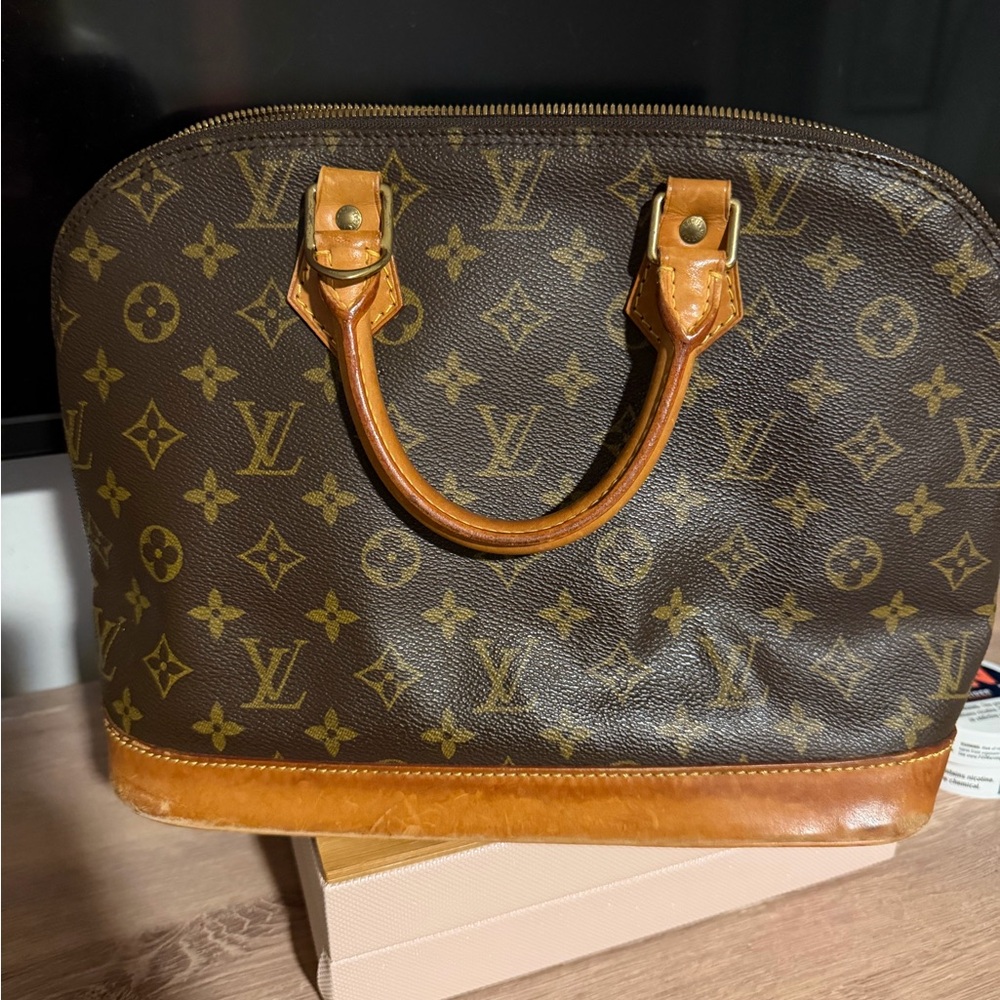 Louis Vuitton Monogram Satchel with Tan Accents